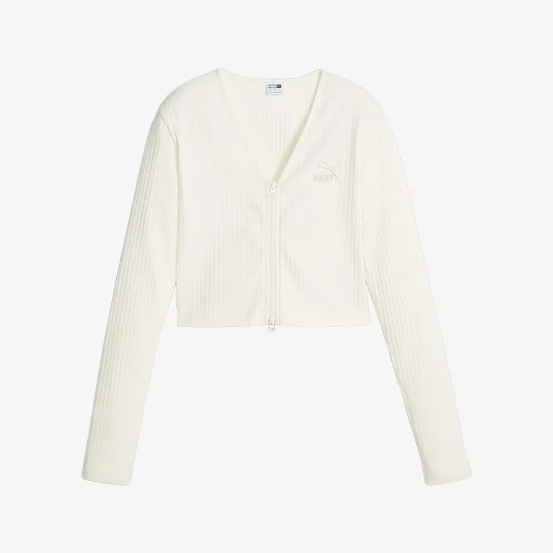 PUMA CLASSICS Ribbed Long Sleeve V-Neck