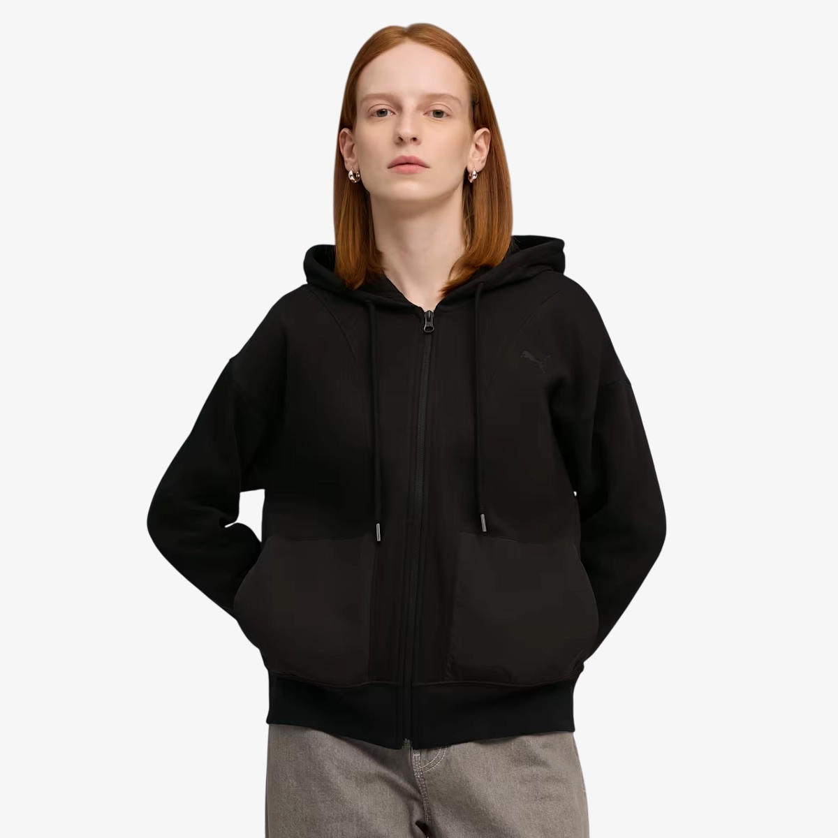 PUMA HER RELAXED FULL-ZIP HOODIE FL