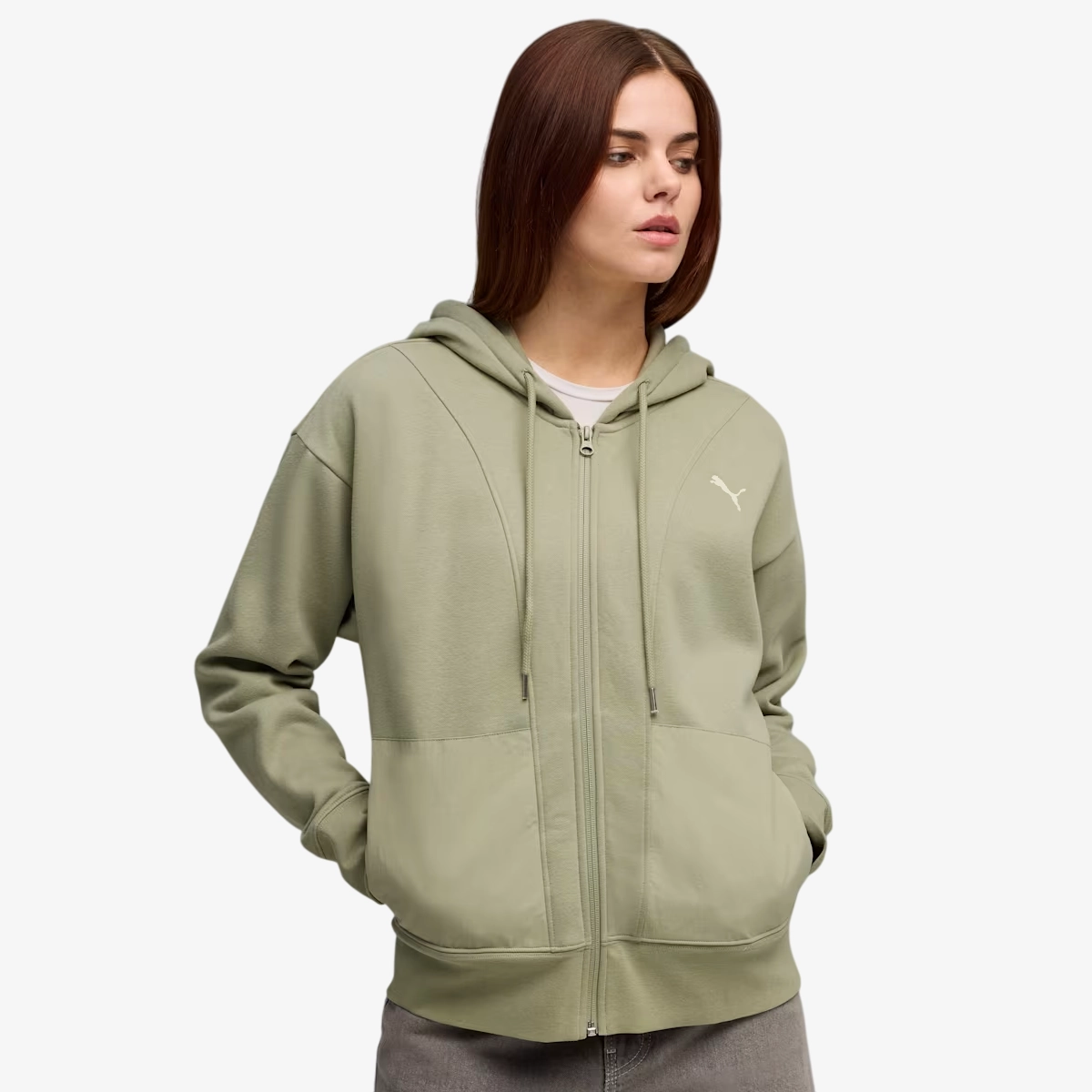 PUMA HER RELAXED FULL-ZIP HOODIE FL